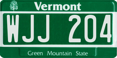 VT license plate WJJ204