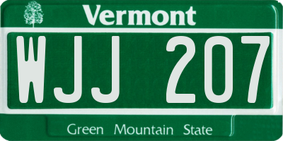 VT license plate WJJ207