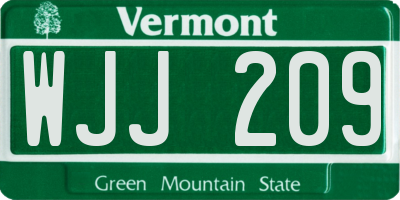 VT license plate WJJ209