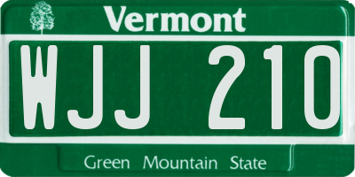 VT license plate WJJ210