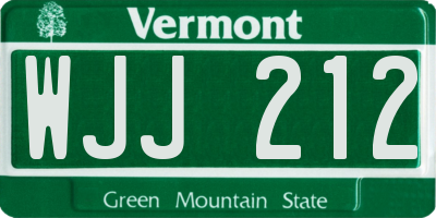 VT license plate WJJ212