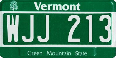 VT license plate WJJ213