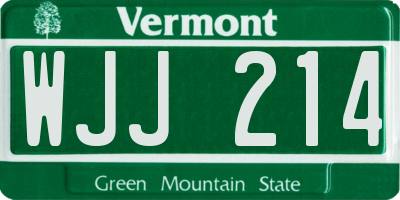 VT license plate WJJ214