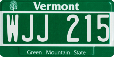VT license plate WJJ215