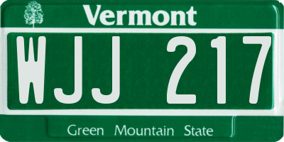 VT license plate WJJ217