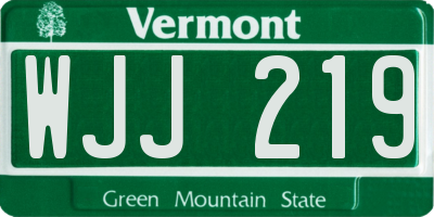 VT license plate WJJ219