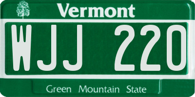 VT license plate WJJ220