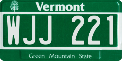 VT license plate WJJ221