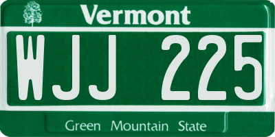 VT license plate WJJ225