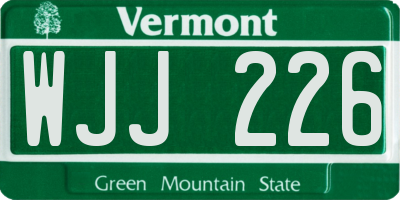 VT license plate WJJ226