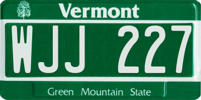 VT license plate WJJ227