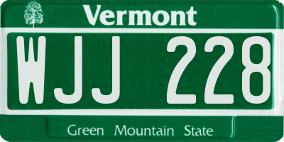 VT license plate WJJ228