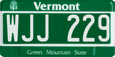 VT license plate WJJ229