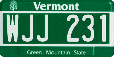 VT license plate WJJ231