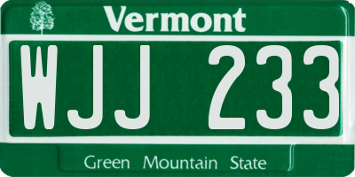 VT license plate WJJ233