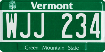 VT license plate WJJ234