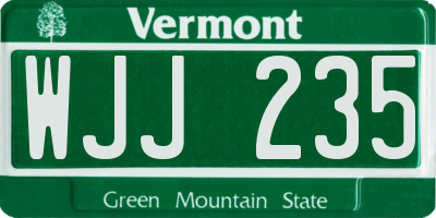 VT license plate WJJ235