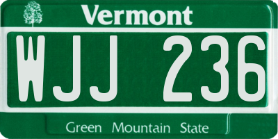VT license plate WJJ236