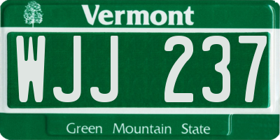 VT license plate WJJ237