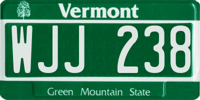 VT license plate WJJ238