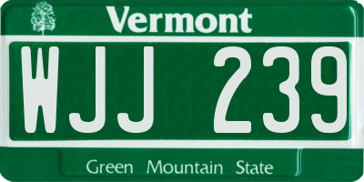 VT license plate WJJ239