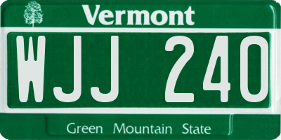 VT license plate WJJ240