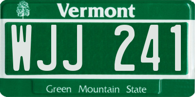 VT license plate WJJ241
