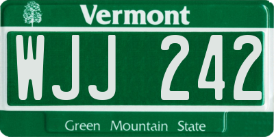 VT license plate WJJ242