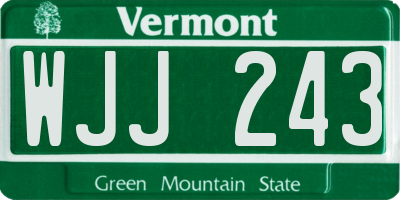 VT license plate WJJ243