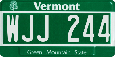 VT license plate WJJ244