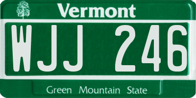 VT license plate WJJ246