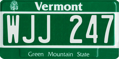 VT license plate WJJ247
