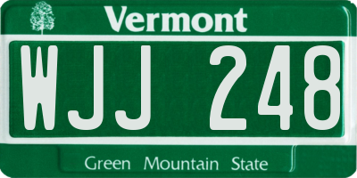VT license plate WJJ248