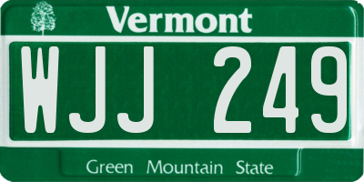 VT license plate WJJ249