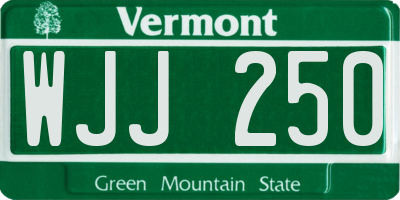 VT license plate WJJ250
