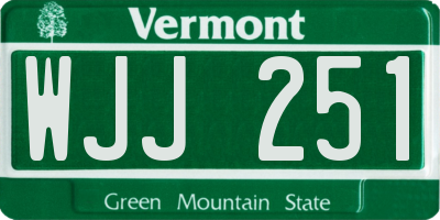 VT license plate WJJ251