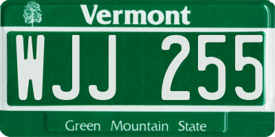 VT license plate WJJ255