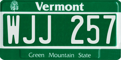 VT license plate WJJ257