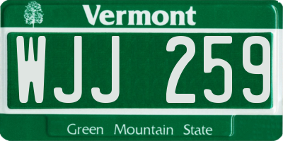 VT license plate WJJ259