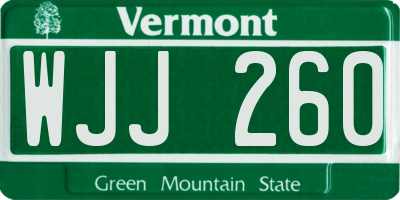 VT license plate WJJ260