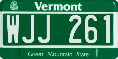 VT license plate WJJ261