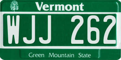 VT license plate WJJ262