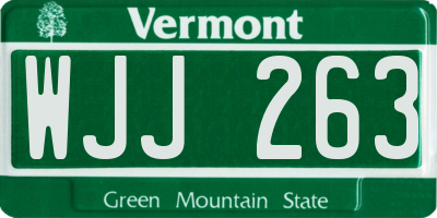 VT license plate WJJ263