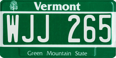 VT license plate WJJ265