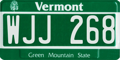 VT license plate WJJ268