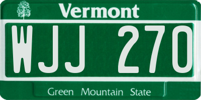 VT license plate WJJ270