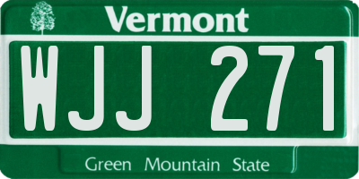 VT license plate WJJ271