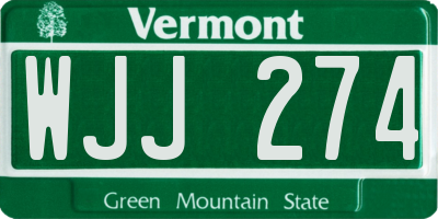 VT license plate WJJ274