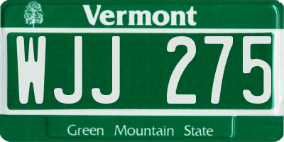 VT license plate WJJ275