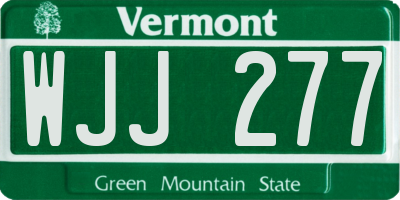 VT license plate WJJ277